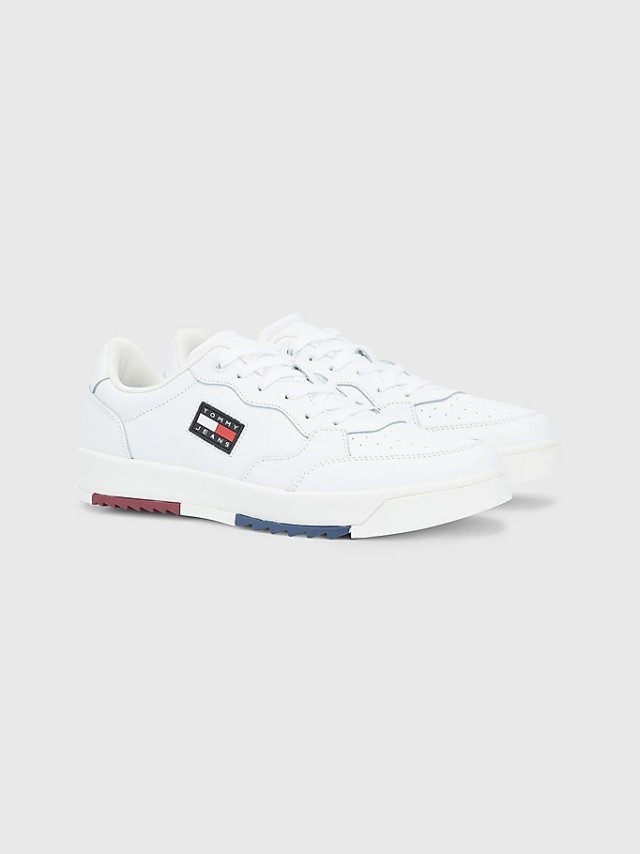 Tommy Hilfiger Basket Leather Tommy Jeans Ανδρικά Sneakers Λευκά
