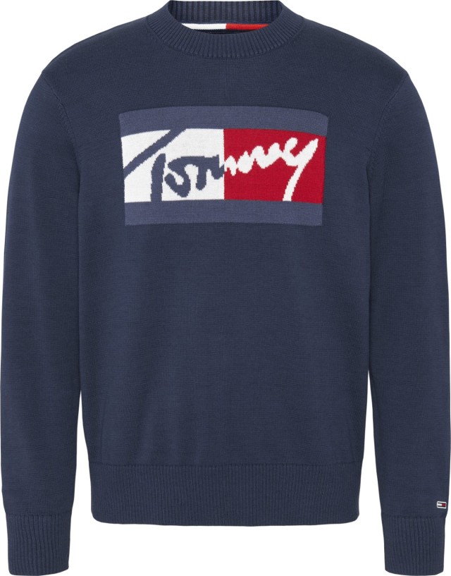 Tommy Hilfiger Tjm Branded Sweater Ανδρικο Πλεκτο Μπλε