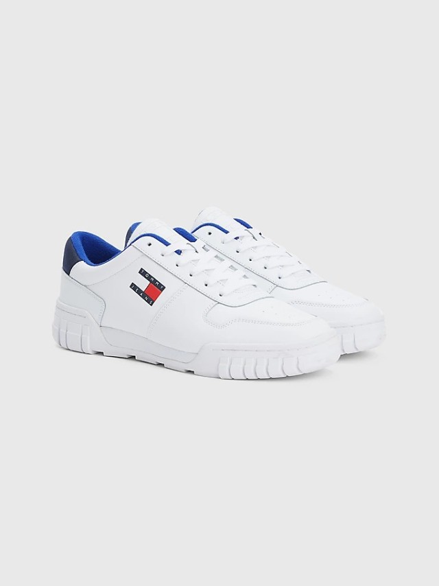 Tommy Hilfiger Retro Leather Cupsole Ανδρικά Sneakers Λευκά
