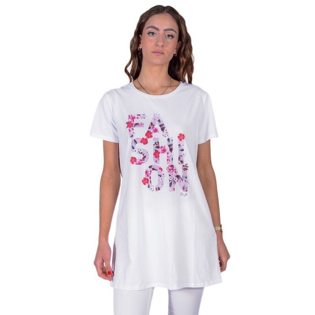 Liu Jo Beachwear  Va1J10 T-Shirt St.fashion Full Bloom T-Shirt L  Γυναικεια Φορεμα Λευκη