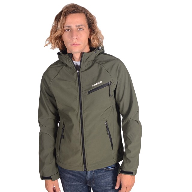 Emerson Mens Soft Shell Jacket With Hood Ανδρικο Μπουφαν Λαδι