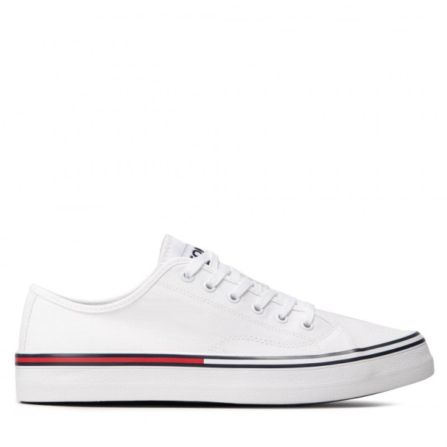 Tommy Hilfiger Tommy Jeans Essential Low Cut Ανδρικα Sneakers Λευκα