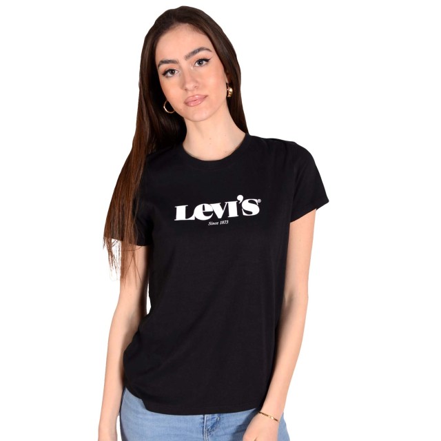 Levis The Perfect Tee New Logo Ii Ca Γυναικεια Μπλουζα Μαυρη