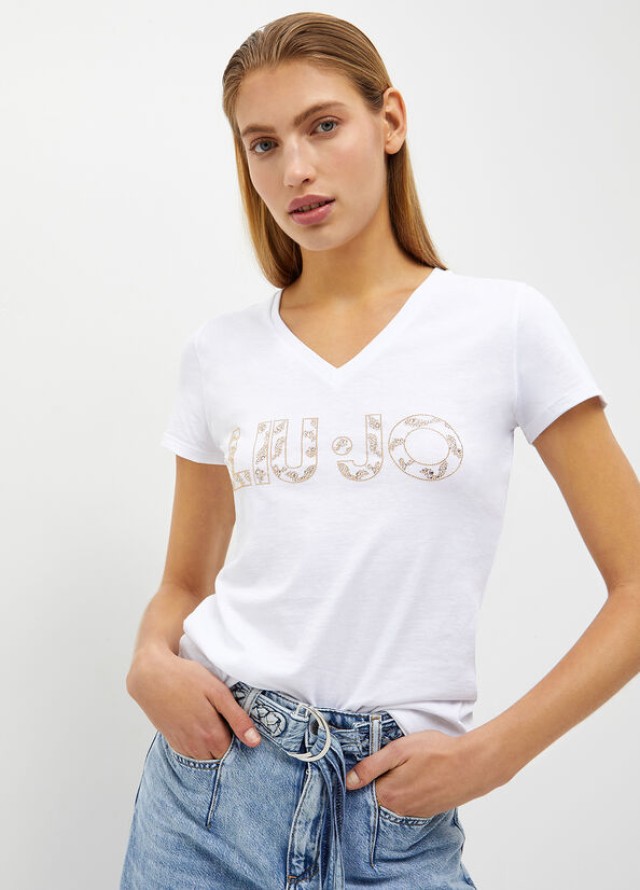 Liu Jo White Wa3j56 Ecs T-Shirt Moda M/C Γυναικεία Μπλούζα Λευκή