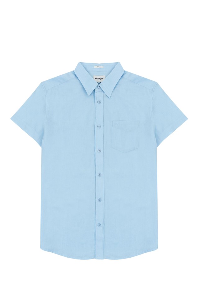 Wrangler Ss 1 Pkt Shirt  Cerulean Blue Ανδρικο Πουκαμισο Σιελ