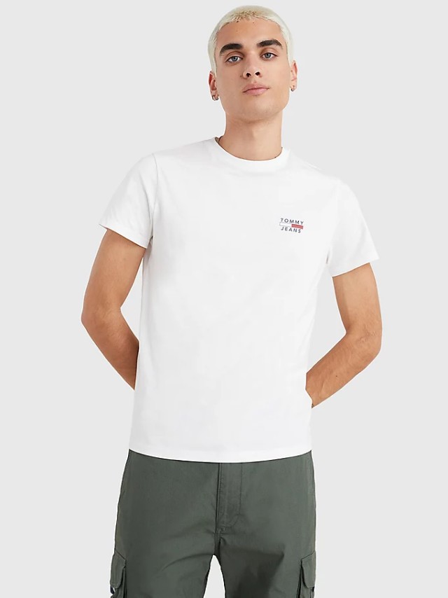 Tommy Hilfiger Tjm Chest Logo Tee Ανδρικη Μπλουζα Λευκο