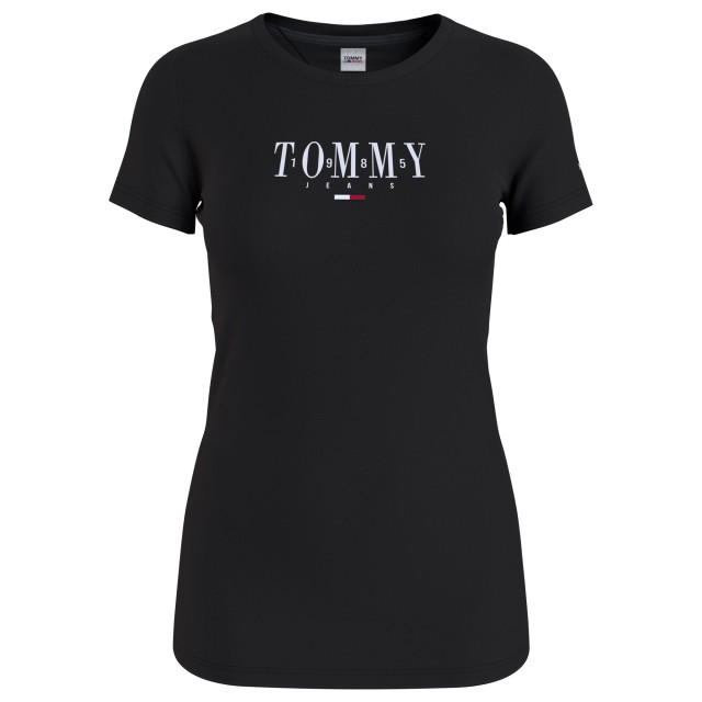 Tommy Hilfiger Tjw Skinny Essential Logo 1 Ss Γυναικεια Μπλουζα Μαυρη