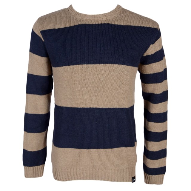 Volcom Edmonder Striped Sweater Ανδρικο Πλεκτο Χακι-Μπλε