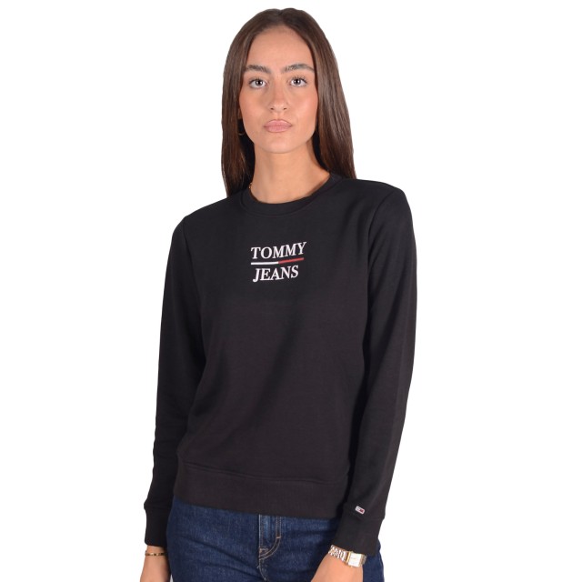Tommy Hilfiger Tjw Slim Terry Logo Sweatshirt Γυναικειο Φουτερ Μαυρο
