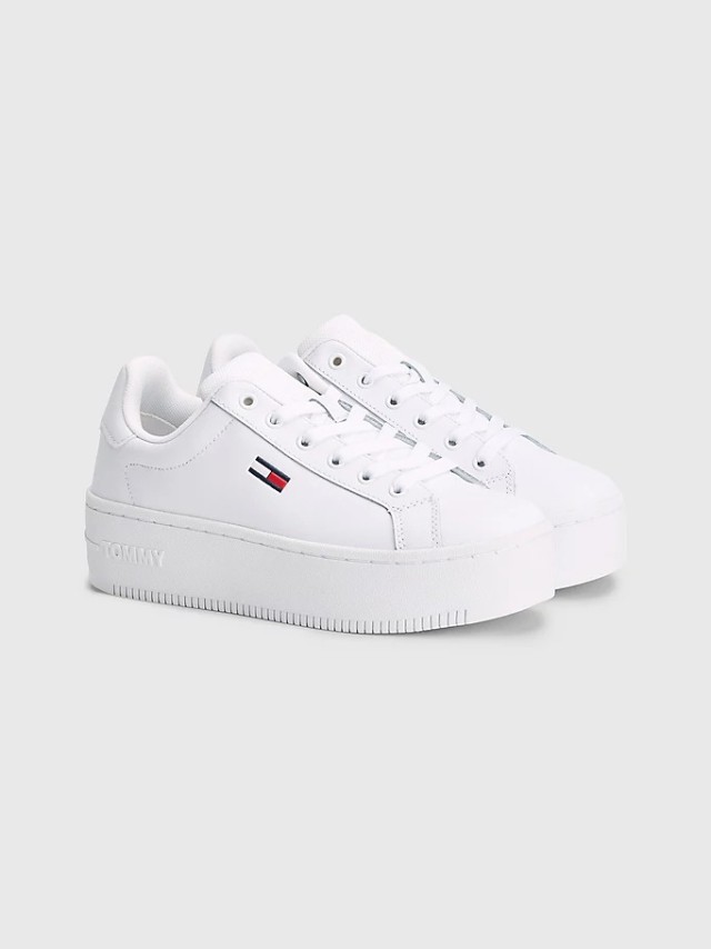 Tommy Hilfiger Tommy Jeans Flatform Essential Γυναικεια Sneakers Λευκα